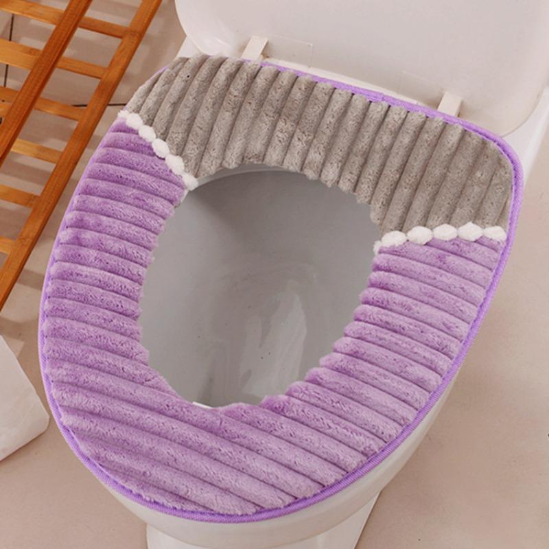 Plush Thermal Toilet Seat Cover - Self-Adhesive Winter Warmth Pad with Ultra-Soft Fleece Layer, Easy Install for Household Use