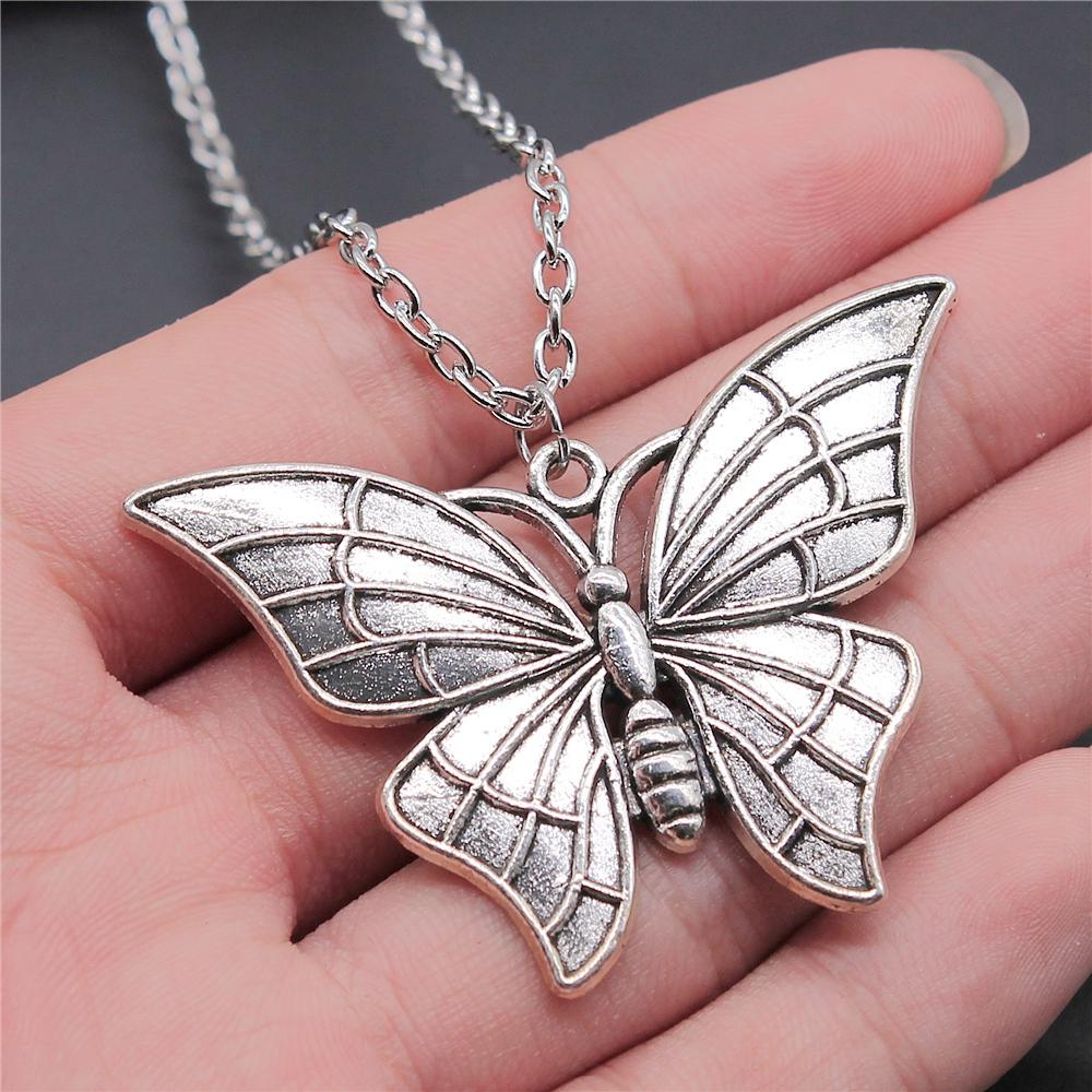 New Fashion Antique Silver Color Flying Animal Insect Necklace Butterfly Dragonfly Bee Cicada Pendant Necklace Gift For Women