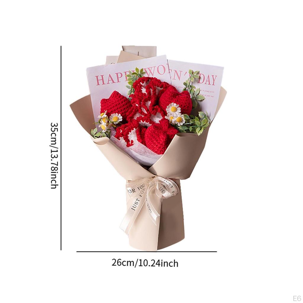 Crochet Flowers Knitted Artificial Completed Ornament Artwork Mother's Day Gift for