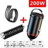 Compact Dual USB Car Charger with Pull-Ring Design - 200W Fast Charging & Multifunctional Cigarette Lighter