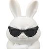 3D Printed Funny Cool Bunny Figurine Small White Rabbit Statue with Sunglasses for Office Computer Desk Bookshelf Room Decor