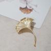 Elegant Ginkgo Leaf Brooch French Style Metal Glossy Corsage Ornament Long Leaf Pin Women