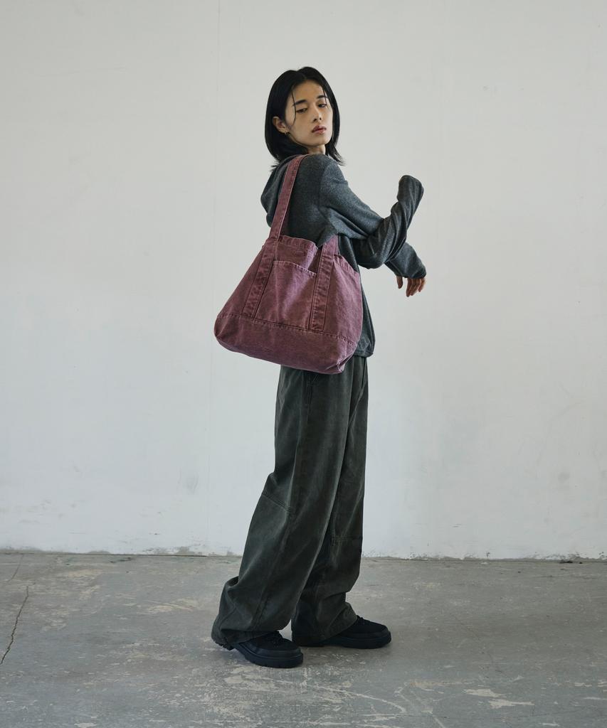Scrattle_Pixel Vtg Dust Washed Tote Bag [Wine]