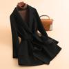 Autumn new wool coat women's fashion double-sided woolen coat lace-up medium and long coat coat