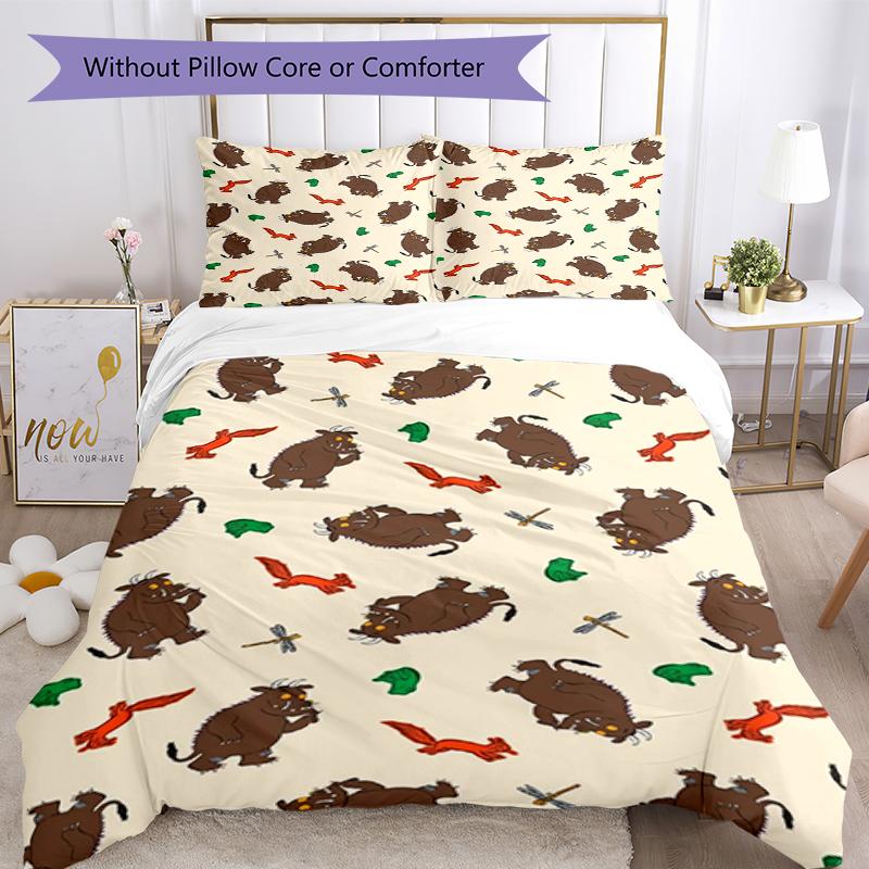 Set Biancheria da Letto Il Gruffalò 3 Pezzi Copripiumino Chiusura Include 1 Copripiumino & 2 Federe, Morbido e Confortevole per Tutte le Stagioni.