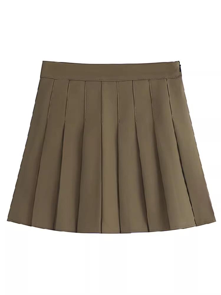 Women's Summer High Waist A-line Pleated Skirt - College Style Ice Silk Midi Skirt