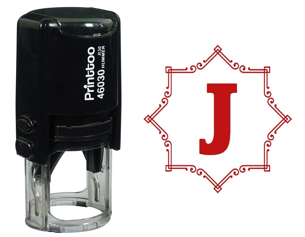 Printtoo Octagon Celtic Swirl Frame Alphabet J Monogram Self Inking Rubber Stamp Office