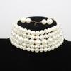 Fashion Faux Pearl Layered Necklace and Earrings Vintage Choker Necklace Jewelry Multi-Strand Pearl Choker Necklaces