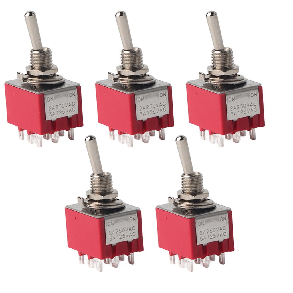 5Pcs ONON 2 Position Toggle Switch 3PDT 9 Pin 6mm 2A 250VAC 5A 125VAC
