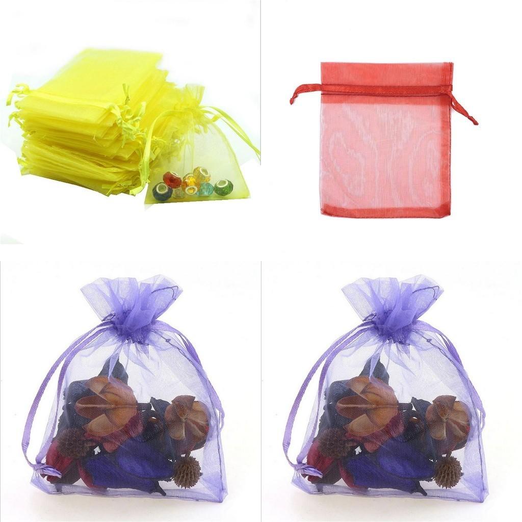 Elegant And Sheer 10pcs Drawable Organza Bags For Wedding Party Favors And Gifts