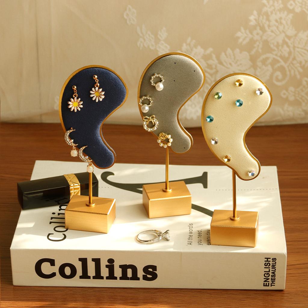 Ear Shape Earring Display Stand Microfiber Charms-Earring Hanging Rack Ear Clip Holder Stud Jewelry Organizer Storage Showcase