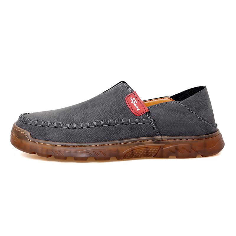 Men's Casual Fashion Shoes Slip-on Leather Shoes Hand-stitched Casual Walking Shoes Loafers Breathable Driving 38-47