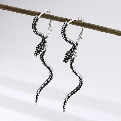 Retro Heavy Engineering Snake Earrings Fashion Personality Niche Senior Sense of Design Sense of The Antique Jewelry Personality Elegant Accessories