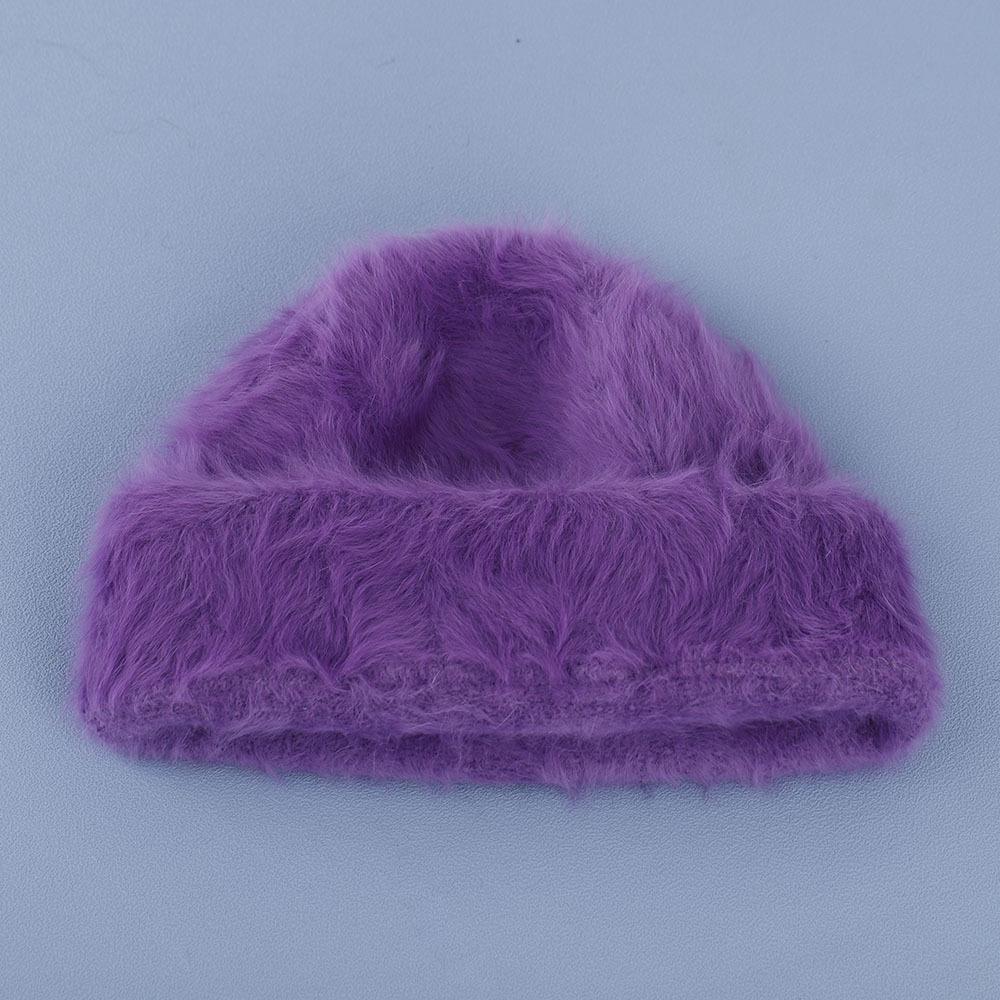 Rabbit hair Beanies hat for women autumn and winter plush cute head cap cold resistant warm furry hat