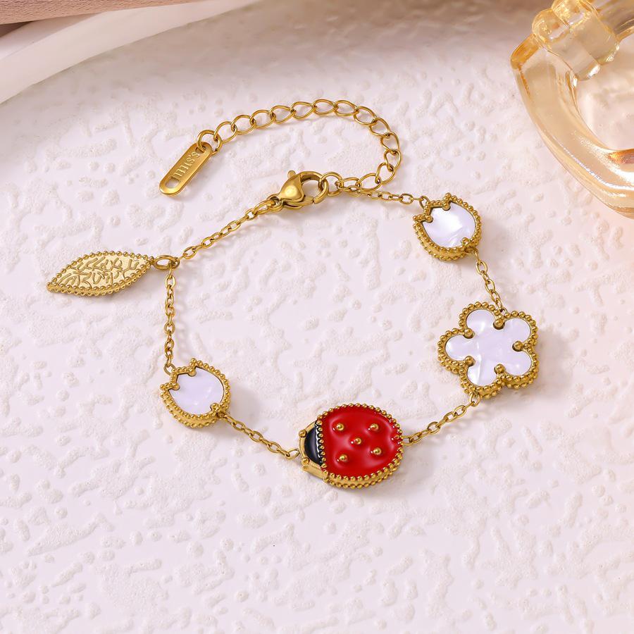 Luxury Multi-Color Enamel Ladybug & Mother-of-Pearl Bracelet