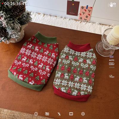 Christmas Dog Sweaters Knitted Pullover Cat Dog Sweater Pet Turtleneck Teddy Bear Small Dog Clothing Puppy Clothes