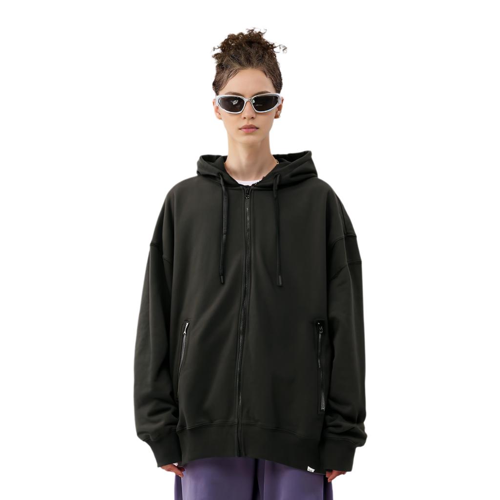 FILA Solid Color Zipper Hoodie Unisex hoodies Black FS2FTD4102X-BLK