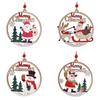Safe Wood Tag Wooden Hanging Christmas Ornaments Hollow Wood Cutouts Round Reindeer Xmas Tree Wooden Ornaments Rustic Holiday
