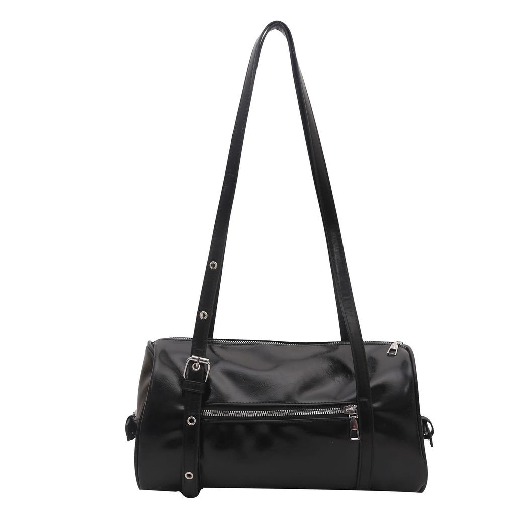 Large capacity pillow bag retro oily leather bag women's versatile simple shoulder bag Boston commuter handbag