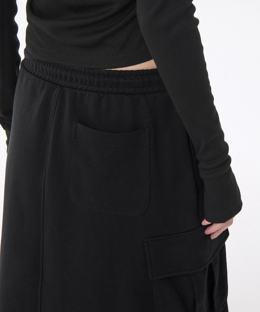 MUSINSA STANDARD WOMAN Women'S Flat Terry Sweat Cargo Long Skirt [Black]