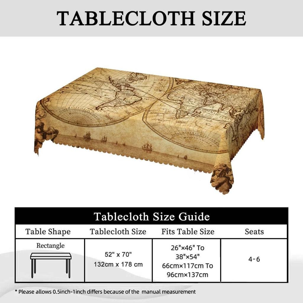 Vintage Weltkarte Erde Rechteck Wasserdichte Tischdecke Partydeko Wiederverwendbare Küche Esszimmer Geographie Tischdecke Für Camping Grillen