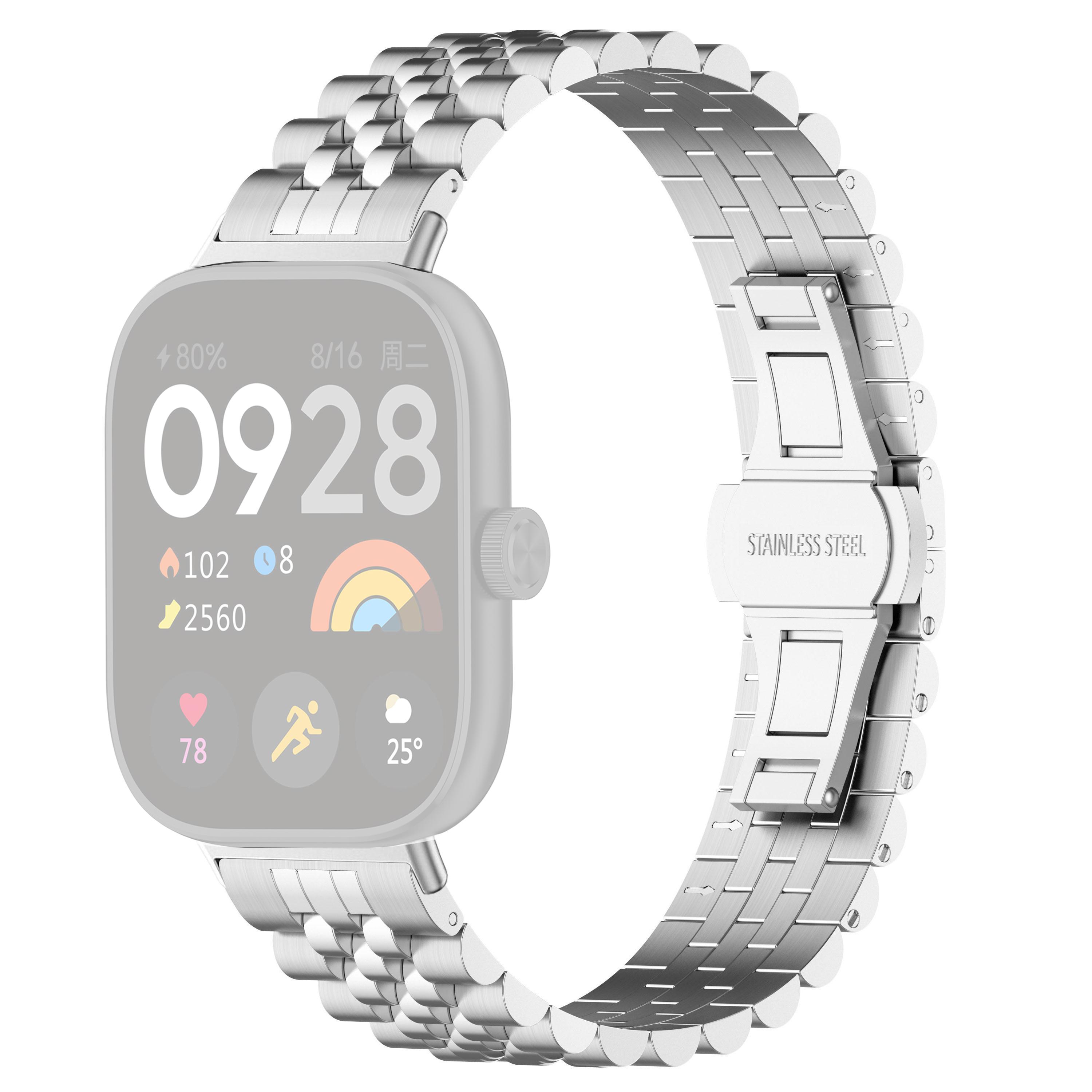 

For Xiaomi Smart Band 9 Pro/8 Pro/Redmi Watch 4/Watch 5/Watch 5 eSIM Stainless Steel Watch Strap Replacement Band Silver