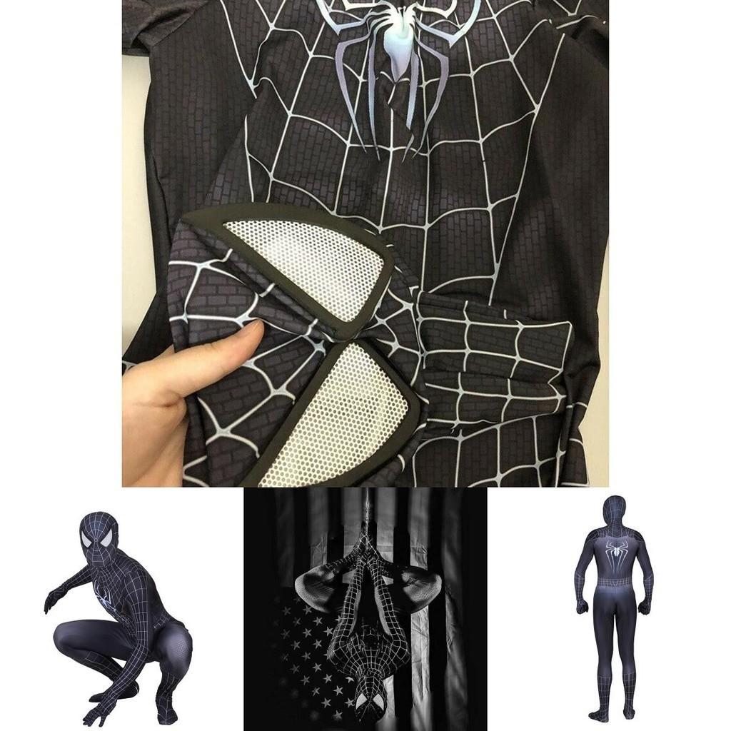 Atmungsaktiver Und Elastischer Spiderman Black Venom Zentai Anzug Mit Durchsichtigen Augen