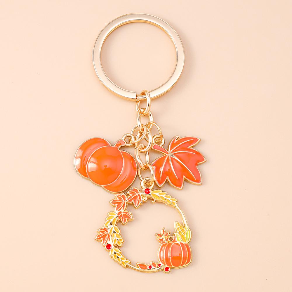Fashion Autumn Maple Leaf Keychain Women Girls Corn Pumpkin Key Ring Pendants for Handbag Decor DIY Key Chain Jewelry Gifts