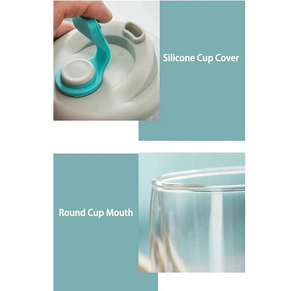 Leak-Proof Transparent Tumbler Cold/Heat Resistant Portable Water Cup Cute Glass Cup with Lid  Tea