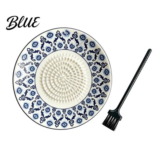 Non Electric Cheese Grater Ceramic Garlic Ginger Grater 2-in-1 Manual Shredder Plate for Kitchen Cooking Flat Grinding Base Easy-Clean Tool