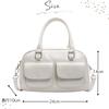 Harujio Mini Boston Tasche mit doppelter Tasche, Umhängetasche, Boston Tasche, Horizontale Tasche, Damen, 2-Wege, Klein, Horizontal, Umhängetasche, Crossbody Tasche,