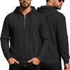 Men's Knit Half Zipper Hoodie Casual Long Sleeve Drawstring Pullover Sweater Solid Color Knitted Hooded Tops for Men Daily Streetwear Sweatshirt