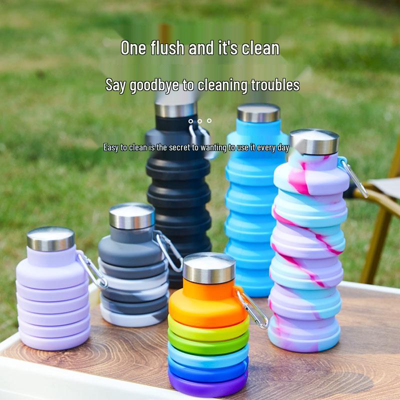 Silicone Folding Water Cup 500ml - Large Capacity Sports Outdoor Kettle