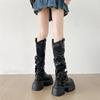 Fashion Vintage Height Increase Women Knee High Boots Fashion Butterfly-knot Ladies Thick Heel Long Knight Booties Autumn Winter