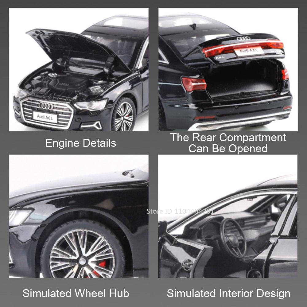 1:32 A6l S400l Legierungsmodell Spielzeug Diecast Auto Vorderradlenkung Türen öffnen Sound Licht Rückzugfahrzeug Heimdekoration Geschenk