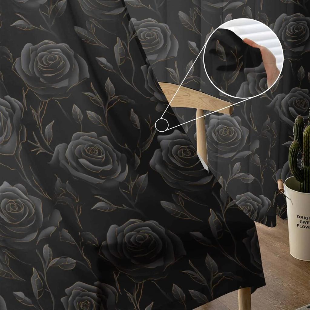Rose Flowers Leaves Sheer Curtains For Living Room Kitchen Window Curtains Bedroom Tulle Voile Curtains