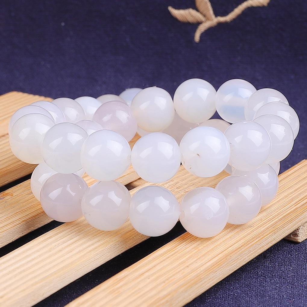 4-12mm Natural Smooth White Agate Stone Round Loose Beads For Jewelry Making