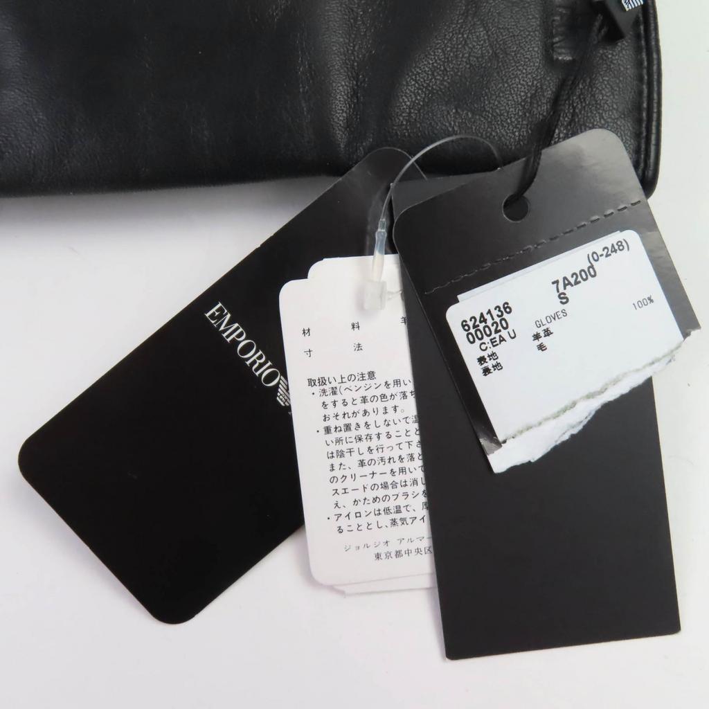 Pristine EMPORIO ARMANI gloves 624136 leather gloves black Lamb leather mens S Used