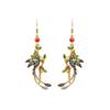 Orecchini a Bottone in Argento Sterling 925 Smaltati: Design Qipao Retrò in Stile Cinese, Ganci per Orecchie Leggermente Lussuosi per Donna