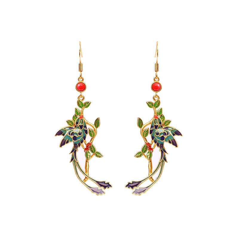 Orecchini a Bottone in Argento Sterling 925 Smaltati: Design Qipao Retrò in Stile Cinese, Ganci per Orecchie Leggermente Lussuosi per Donna