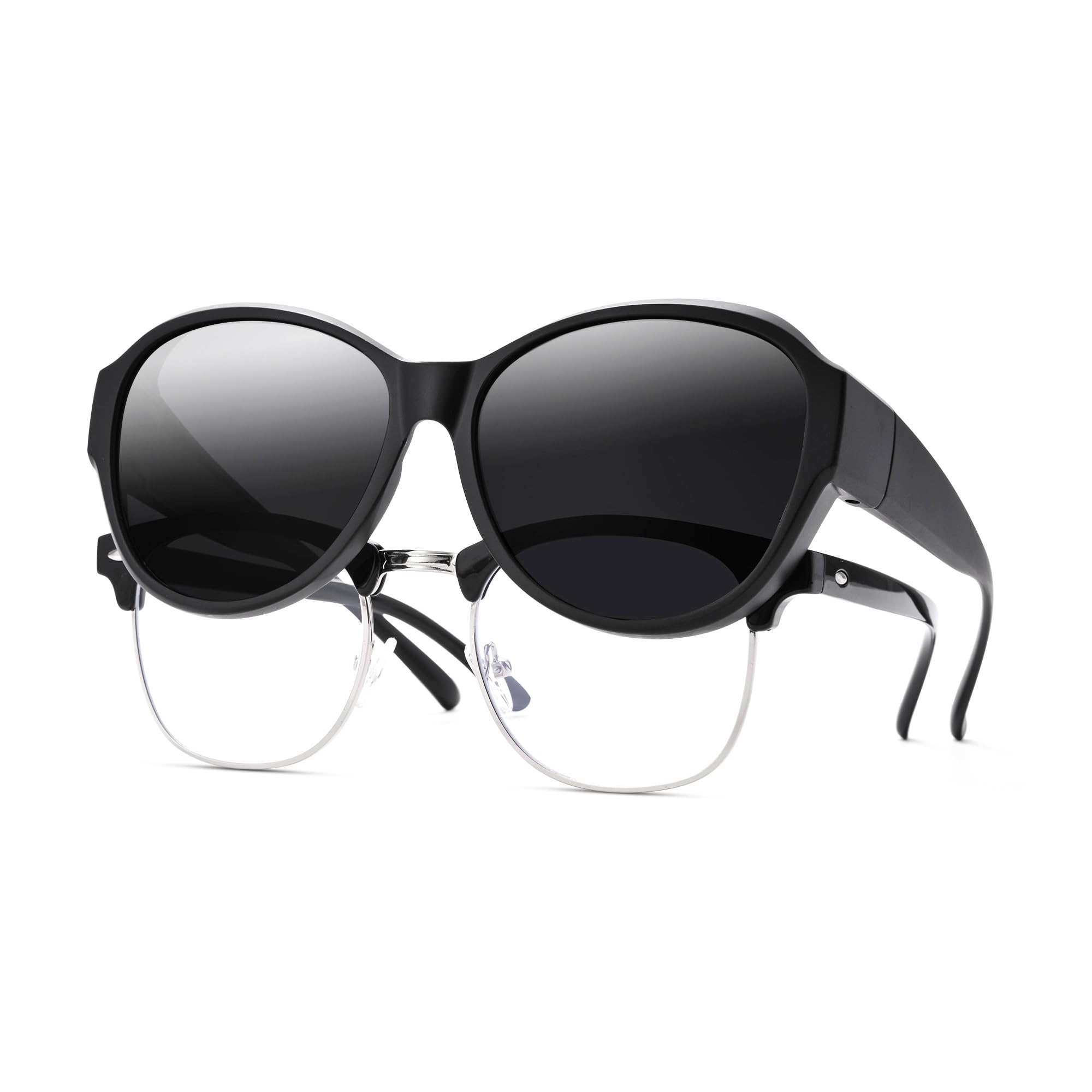 

Fit Over Sunglasses Women Polarized Over Glasses Shades Wrap Around Lightweight UV Pretection матовый черный