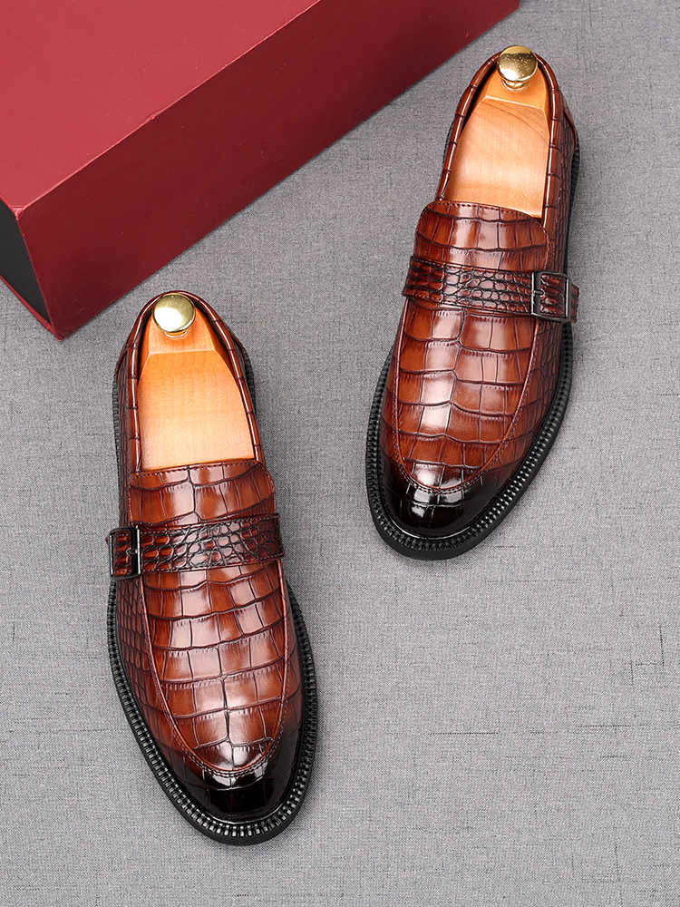 Fashion Fashion New Men Alligator Pattern Patent Leather Shoes Male Casual Wedding Dress Flats Loafers Homecoming Prom Zapatillas Hombre