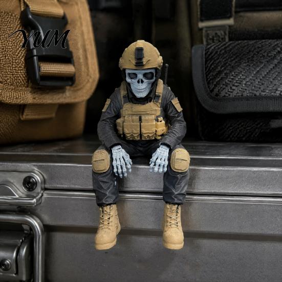 Veteran Retirement Gift Skeleton Hero Shelf Sitter Ornament, 3D Printed Soldier Figurine, Warrior Tribute Collectible Gothic Tactical Sitting