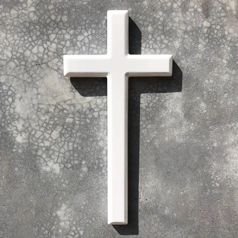 Croci da Parete in Legno per Arredamento Casa Croci di Legno per Parete Croce da Parete Cristiana Croce Decorativa da Parete Bianca Gesù Cristo Chiesa