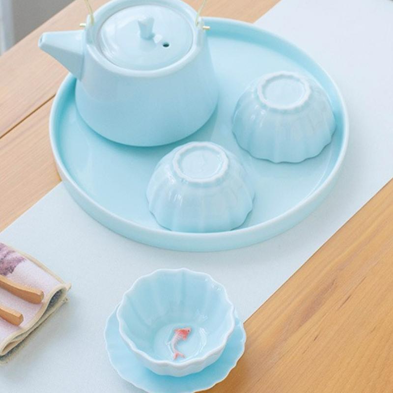 Chinesische Teetassen Porzellan Seladon Fisch Keramik Teetassenset Haushalt Einzelne Tasse Teegeschirr Küche Kung Fu Teesets 2025 Neu