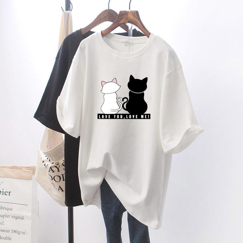 Plus Size  Girl T-shirt Women Slimming High Sense Tee Belly Covering Oversize O-neck Short Sleeve Top