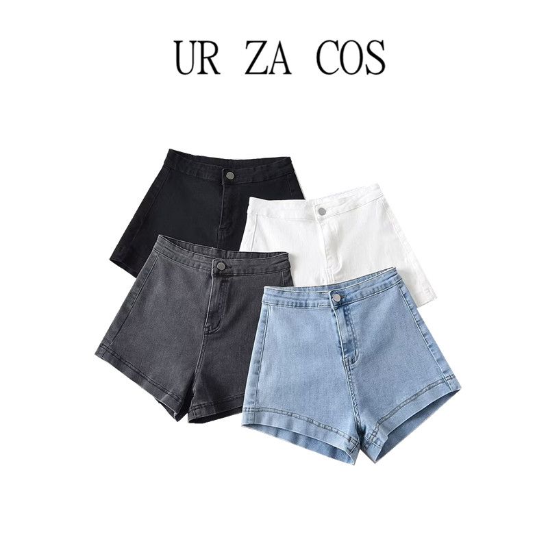 Fashion Style 2023 Summer New Fashion Trendy Women's One Button High Waist Slim Looking All-Matching Sheath Denim Shorts