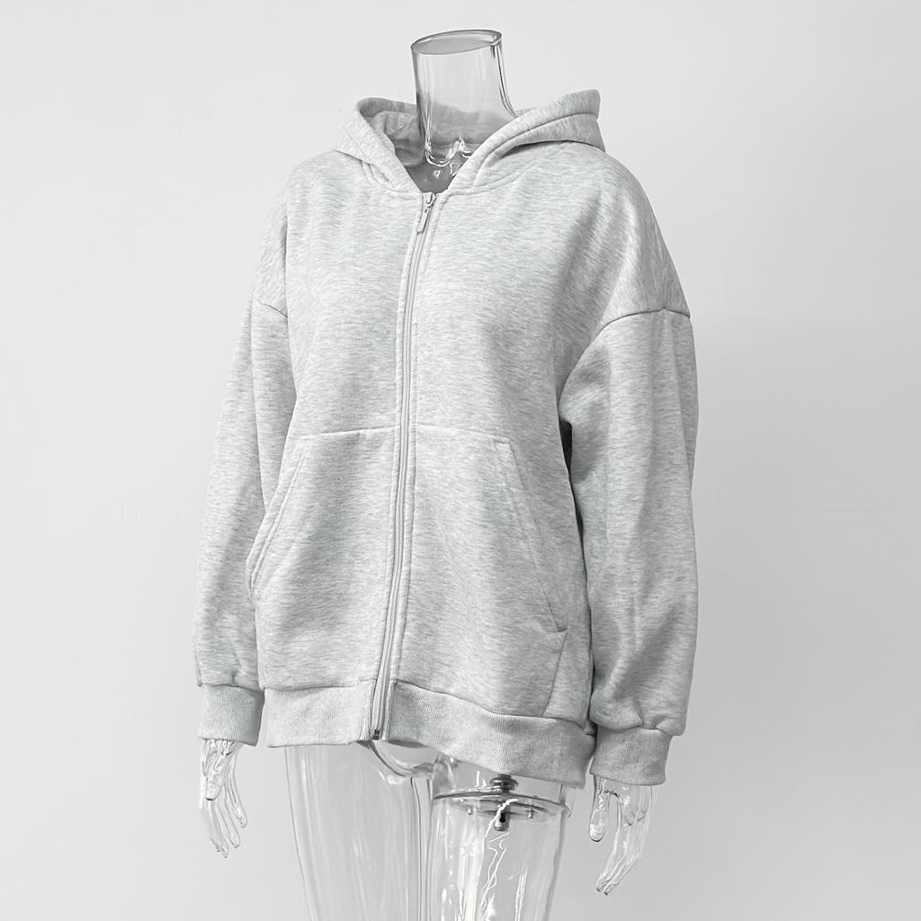 Autumn and Winter New Casual Hooded Long Sleeve Cardigan Sweatshirt Loose Zipper Sweatshirt Women's Clothing