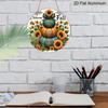 2D Flat, 1pc Round Waterproof Aluminum Hanging Sign, Vintage Welcome Fall Stacked Teal Orange Pumpkin Sunflower Bow Print, Farmhouse Metal Plaque