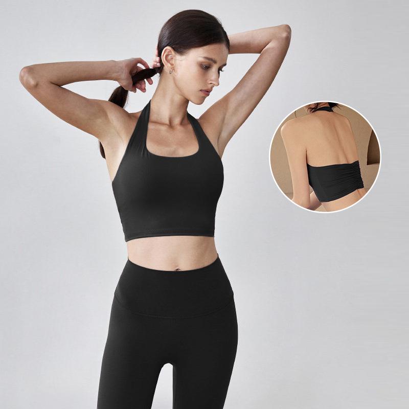 Chic Women's Halter Push-up Sport Bra Top - Waist-Cinching Yoga & Pilates Outerwear